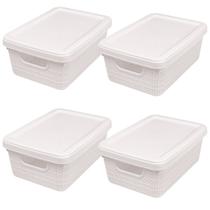 Kit 4 Caixas Organizadoras Multiuso Decorativa 5 L Branco Kit 4 Caixas Organizadoras Multiuso Decorativa 5 L Branco