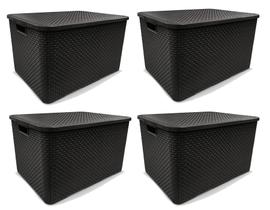 Kit 4 Caixas Organizadoras Rattan PRETA 15 Litros Arqplast Kit 4 Caixas Organizadoras Rattan PRETA 15 Litros Arqplast