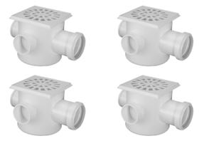 Kit 4 Caixas Sifonada Quadrada Branca - Krona