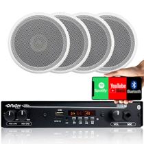Kit 4 Caixas Som Ambiente Teto 5 Pol + Amplificador Bluetooth
