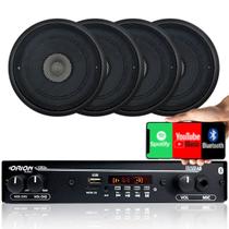 Kit 4 Caixas Som Ambiente Teto 5p Pt+ Amplificador Bluetooth