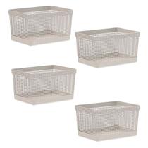 Kit 4 CaixasOrganizadoras 20 L Multiuso Cestos Decorativo Escritório Roupas Casa Lavandeira C/ Alça Empilhável Espaço Kit 4 CaixasOrganizadoras 20 L Multiuso Cestos Decorativo Escritório Roupas Casa Lavandeira C/ Alça Empilhável Espaço