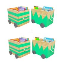 Kit 4 Caixotes Baús Toy Box, Organizadores De Brinquedos - Curumim Kids Room