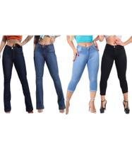 Kit 4 Calça Jeans Feminina Luxo Cintura Alta Cós Alto Levanta Bumbum Pronta Entrega
