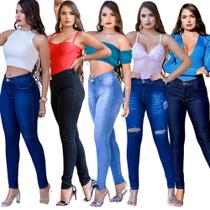 Kit 4 Calça Jeans Lycra Feminina Cós Médio