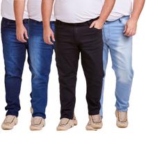 Kit 4 Calça Jeans Masculina Plus Size Lycra Elastano Reta