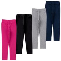 Kit 4 Calça Legging Cotton Infantil Juvenil Menina Cores básicas Lisas Roupa Feminina Verão Tamanho 4 ao 16
