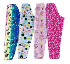 Kit 4 Calça Legging Infantil Menina Estampada Em Favinho