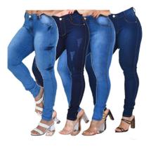 Kit 4 Calças Feminina Jeans Lycra Skinny Ziper