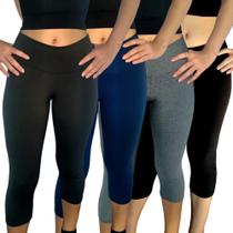 Kit 4 Calças Femininas Corsário Cós Lisa Cores Sortidas Suplex Pp ao Plus Size