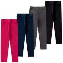 Kit 4 Calças Legging Flanelada Infantil Juvenil Menina Térmica Suplex (Cotton) Peluciado Forrado Quentinha Inverno 4-16