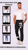 Kit 4 Calças Masculina Jogger Moletom New York Slim Academia