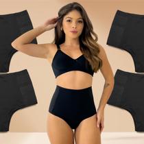 Kit 4 Calcinha Feminina Elástico Lateral Anti Culote Preto