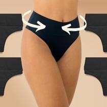 Kit 4 Calcinha Feminina Fio Dental Duplo Cós Alto Modelador