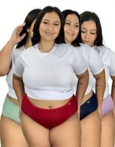 Kit 4 Calcinha Microfibra Plus Size Costas Dupla Lateral Larga Lingerie Conforto Moda Intima