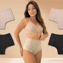 Kit 4 Calcinha Modeladora Elástico Anti Culote Preto e Bege