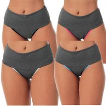 Kit 4 Calcinha Modeladora Fitness Cós Alto Feminina Compressão Abdominal Segura Barriga Microfibra