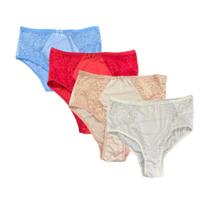 Kit 4 Calcinha Tangão Cintura Alta Rendada Lateral Larga Conforto Adulta