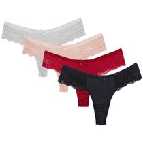 Kit 4 Calcinhas Dakota Lara Microfibra Cintura Média Rendada Fio Duplo Algodão Kit 4 Calcinhas Dakota Lara Microfibra Cintura Média Rendada Fio Duplo Algodão