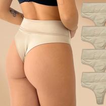 Kit 4 Calcinhas Fio Dental Feminina Cós Alto Modeladora Bege Kit 4 Calcinhas Fio Dental Feminina Cós Alto Modeladora Bege