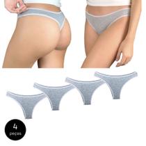 Kit 4 Calcinhas Fio Dental Try Basics Algodão Cotton Básica Lisa Moda Lingerie