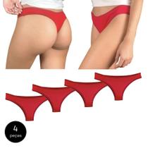 Kit 4 Calcinhas Fio Dental Try Basics Algodão Cotton Básica Lisa Moda Lingerie