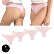 Kit 4 Calcinhas Fio Dental Try Basics Algodão Cotton Básica Lisa Moda Lingerie