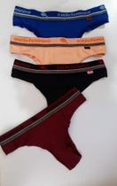 Kit 4 Calcinhas Fio Duplo Algodão Lateral Larga Com Cós