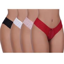 Kit 4 Calcinhas Tanga com Renda Vellfer VF-94