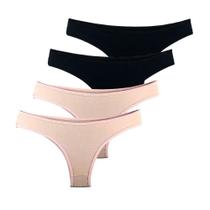 Kit 4 Calcinhas Tanga Try Basics Algodão Cotton Básica Lisa Moda Lingerie