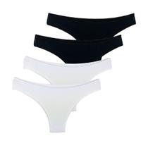 Kit 4 Calcinhas Tanga Try Basics Algodão Cotton Básica Lisa Moda Lingerie