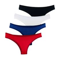 Kit 4 Calcinhas Tanga Try Basics Algodão Cotton Básica Lisa Moda Lingerie