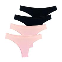 Kit 4 Calcinhas Tanga Try Basics Algodão Cotton Básica Lisa Moda Lingerie