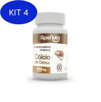 Kit 4 Cálcio De Ostras 60 Caps 400 Mg - Apisnutri