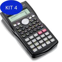 Kit 4 Calculadora Cientifica 240 Funções CC240 Preta Elgin
