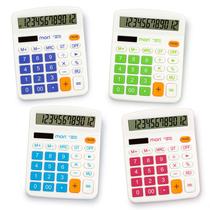 Kit 4 Calculadoras Coloridas De Mesa 12 Dígitos Comercial