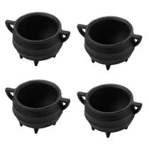 Kit 4 Caldeirões Tripé Miniatura 6 cm 100ml em Ferro Fundido Panela Mineira