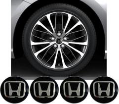 Kit 4 Calota 69mm Meio Roda Preto Hrv Crv New Civic City