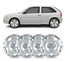 Kit 4 Calota Aro 13 Gol G4 2006 á 2014 Prata Com Emblema