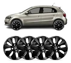 Kit 4 Calota Aro 14 Gol Voyage G5 G6 2013 Preta Esportiva