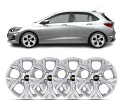 Kit 4 Calota Aro 14 Onix Prisma 2021 Prateado Com Emblema Kit 4 Calota Aro 14 Onix Prisma 2021 Prateado Com Emblema