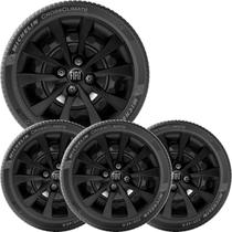 Kit 4 Calota FIAT MOBI ARGO PALIO Aro 14 Preto Emblema 293cb