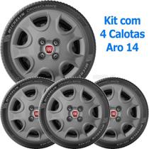 Kit 4 Calota Fiat Palio Novo Uno Siena Aro 14 Grafite 070Cb