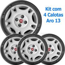 Kit 4 Calota Fiat Palio Uno Mille Siena Aro 13 Emblema 050Cb