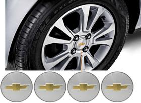 Kit 4 Calota Prata Miolo Tampa 55mm Roda Liga Compatível Com Onix Hatch Onix Plus 2012 Até 2026