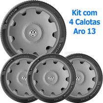Kit 4 Calota Vw Gol Parati G3 G4 Aro 13 Grafite Com Emblema