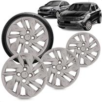 Kit 4 Calotas Argo 17 a 20 Aro 14 Prata Cubo Baixo Grid