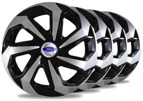 Kit 4 Calotas Aro 13 Spider Preta Prata Ford Fiesta Jogo Carlota Ka Focus