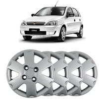 Kit 4 Calotas Celta Corsa Aro 13 Prata Cubo Baixo Grid