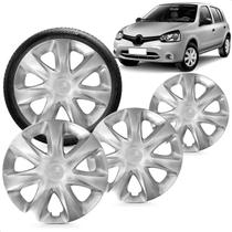 Kit 4 Calotas Clio 2014 e 2015 Aro 13 Prata Aro de Pressão Grid Kit 4 Calotas Clio 2014 e 2015 Aro 13 Prata Aro de Pressão Grid